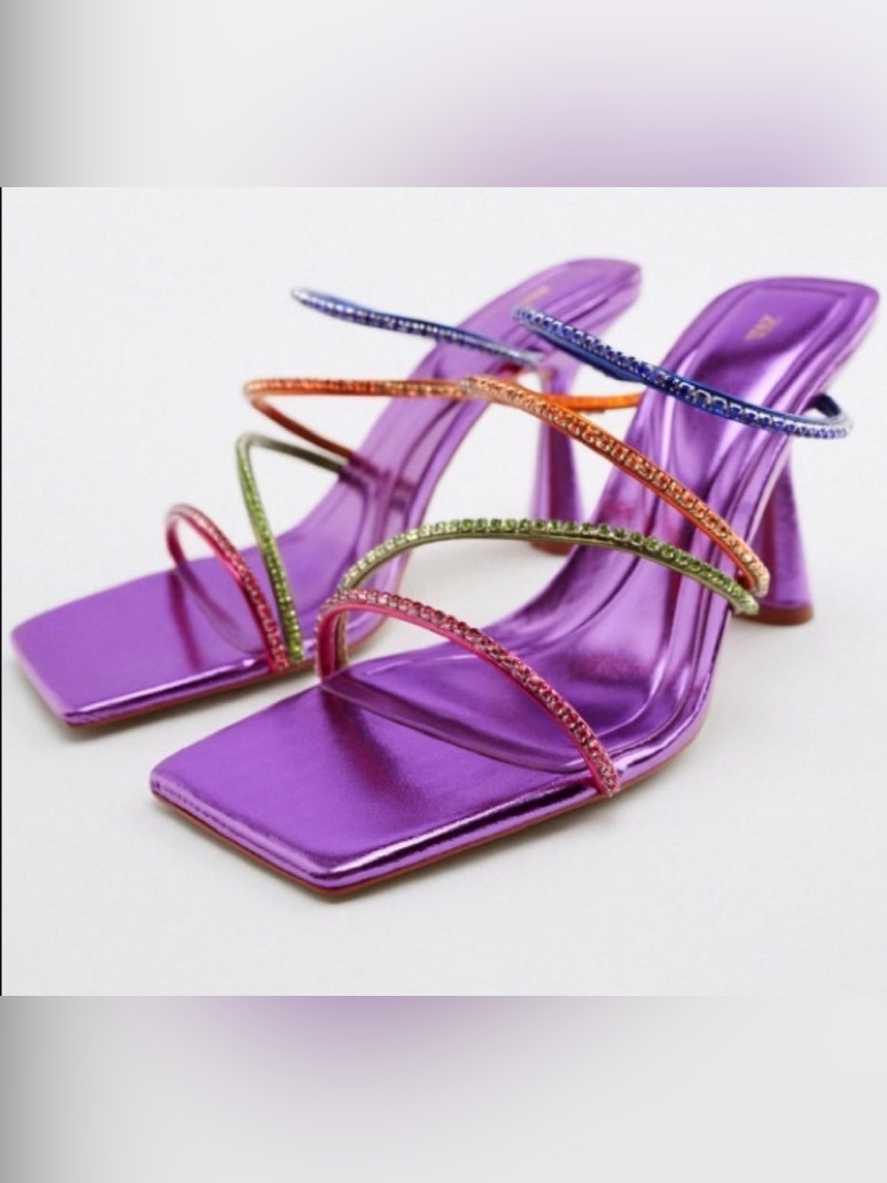 ZARA Metallic Purple Embellished High Heels